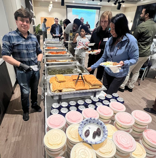 Community gathering with shared meals